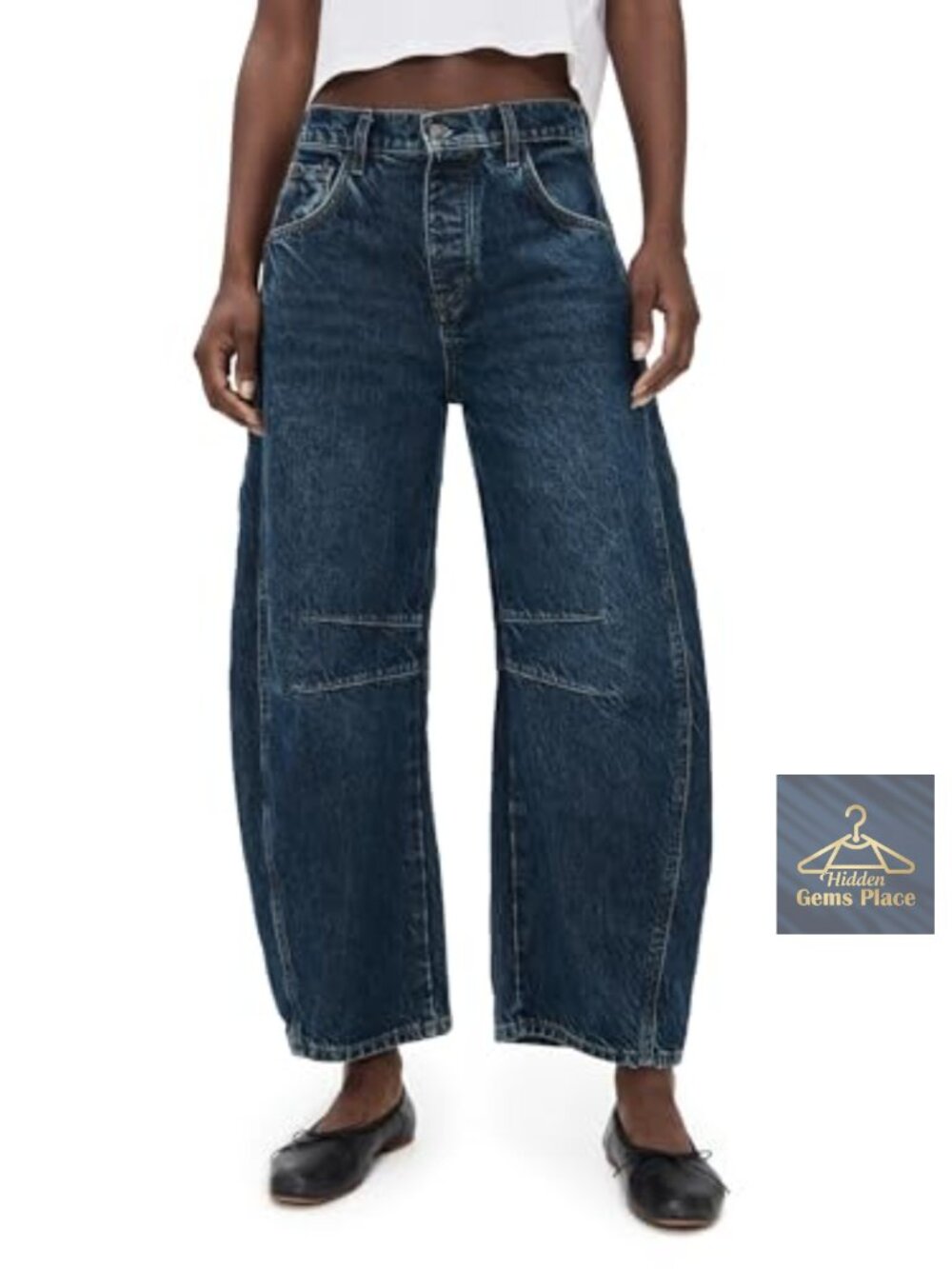 Free People Good Luck Mid-Rise Barrel Jeans Non-Stretch Cotton Denim 5-Pocket